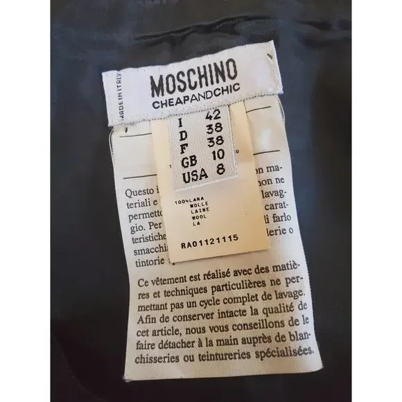Moschino Black Wool A-Line Embellished Skirt Womens M - Picture 6 of 8